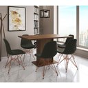 Ver imagem 1 de Mesa Jantar Londres Retangular Amêndoa 137x90cm 6 Cadeiras Estofadas Verde Base Cobre