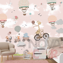 Ver imagem 3 de Papel de Parede Infantil Animais Balão Girafa Rosa 1m²
