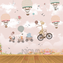 Ver imagem 1 de Papel de Parede Infantil Animais Balão Girafa Rosa 1m²