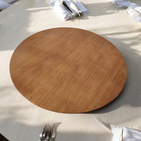 Prato Giratório Bandeja Decorativa 60cm Amadeirado para Mesa
