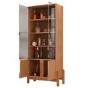 Ver imagem 4 de Cristaleira Estilo Nobre para Sala 4 Portas 4 Prateleiras MDP-MDF 83cm Cedro