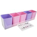 Ver imagem 1 de Kit 5 Porta Objetos Organizador Mesa Escritório Porta Lápis Doçura Dello Adesivos e Suporte