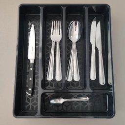 Porta Talheres Organizador Multiuso de Gaveta Separador Divisor Uz Preto - 5