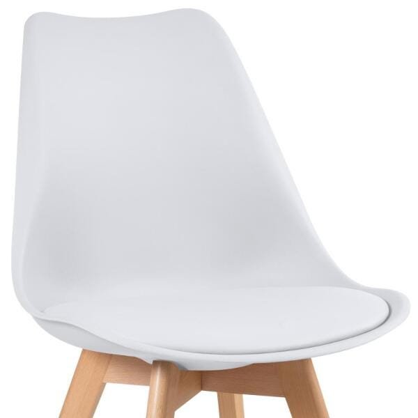 Conjunto de Mesa de Vidro Leda 70cm + 4 Cadeiras Estofadas Leda Branco - 5