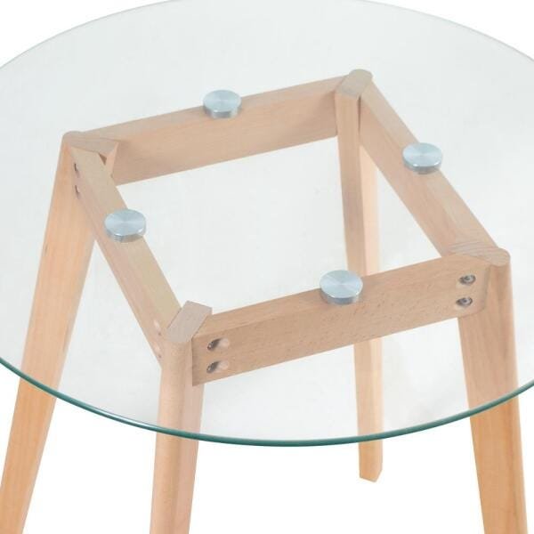Conjunto de Mesa de Vidro Leda 70cm + 4 Cadeiras Estofadas Leda Branco - 9