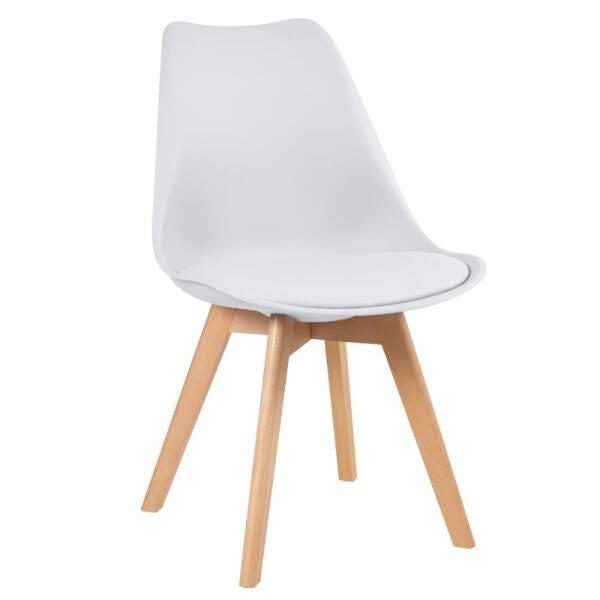 Conjunto de Mesa de Vidro Leda 70cm + 4 Cadeiras Estofadas Leda Branco - 2