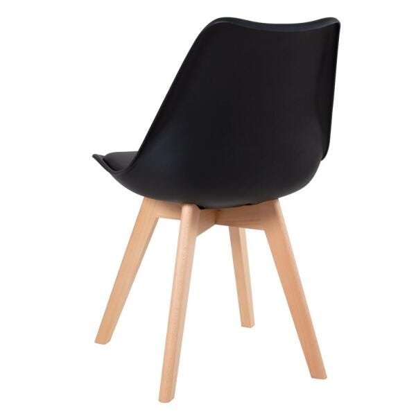 KIT - Mesa de jantar redonda 90 cm preto + 4 cadeiras estofadas Leda preto - 4