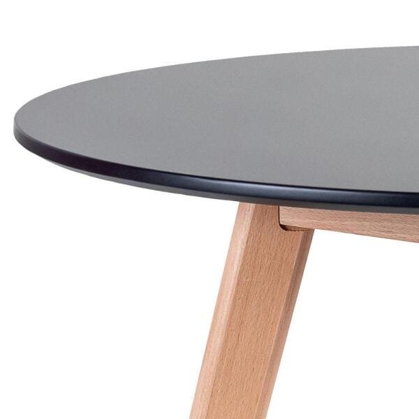 KIT - Mesa de jantar redonda 90 cm preto + 4 cadeiras estofadas Leda preto - 8