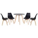 Ver imagem 1 de KIT - Mesa de jantar redonda 90 cm preto + 4 cadeiras estofadas Leda preto