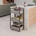 Ver imagem 2 de Carrinho Gourmet Auxiliar para Cozinha 3 Prateleiras Zane Grafite/preto M12 - D'Rossi