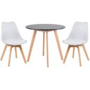 Ver imagem 1 de Conjunto de Mesa Redonda Leda 80cm Preto + 2 Cadeiras Estofadas Leda Branco