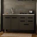 Ver imagem 1 de Gabinete de Cozinha 5 Gavetas e 2 Portas Balcão Pia 100% MDF:Grafite