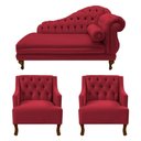 Ver imagem 1 de Divã Larissa 150 cm Esquerdo de quem senta e 2 Poltronas Genesis Suede Vermelho - LM DECOR