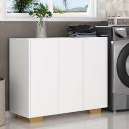 Armário Lavanderia com 3 Portas 90 cm Multimóveis MP5034 Branco/Natural - 1