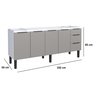 Gabinete Armário Cozinha Jupter Cozimax 2.00 Mt 100% Aço P/ Pia -balção 200 Cm -4 Portas- 3 Gavetas - 3