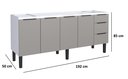 Ver imagem 3 de Gabinete Armário Cozinha Jupter Cozimax 2.00 Mt 100% Aço P/ Pia -balção 200 Cm -4 Portas- 3 Gavetas