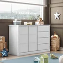 Ver imagem 1 de Cômoda Sapateira 4 Gavetas 2 Portas com Cabideiro Infantil Pérola Branca - Phoenix Baby