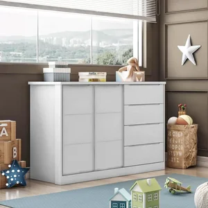 Cômoda Sapateira 4 Gavetas 2 Portas Com Cabideiro Infantil Pérola Branca - Phoenix Baby