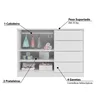 Cômoda Sapateira 4 Gavetas 2 Portas com Cabideiro Infantil Pérola Branca - Phoenix Baby - 3