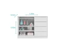 Ver imagem 4 de Cômoda Sapateira 4 Gavetas 2 Portas com Cabideiro Infantil Pérola Branca - Phoenix Baby