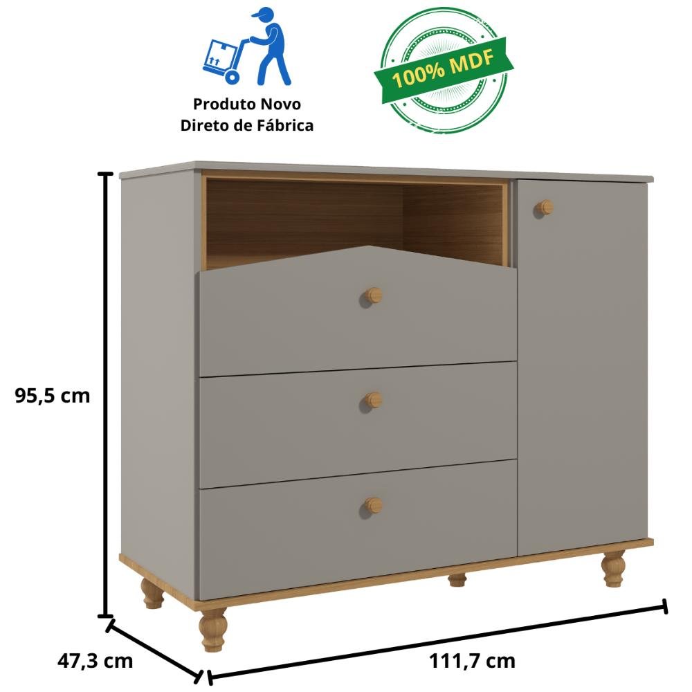 Quarto Bebê Completo Berço Americano 3 em 1 Cômoda 1 Porta 100% Mdf - 9