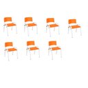 Ver imagem 1 de Kit 7 Cadeiras Infantil Iso, Escola, Base Branco-laranja