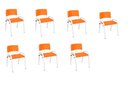 Ver imagem 1 de Kit 7 Cadeiras Infantil Iso, Escola, Base Branco-laranja