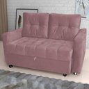 Ver imagem 1 de Sofá Cama para Sala de Estar Cross Veludo Turkey Rosa
