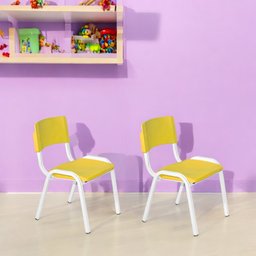 Kit 2 Cadeiras Infantil Iso Amarela Brinquedoteca Escolas Ecomhome - 1