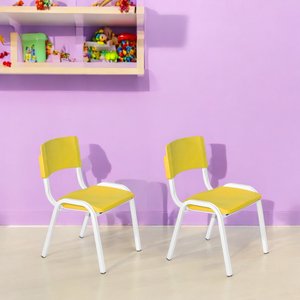 Kit 2 Cadeiras Infantil Iso Amarela Brinquedoteca Escolas Ecomhome