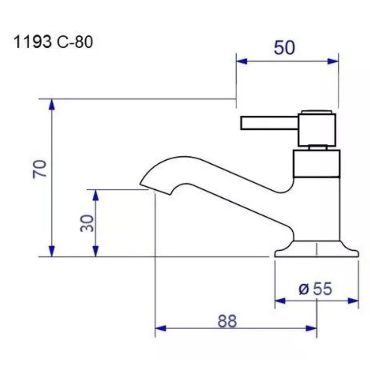 3193 C80 Torneira Metal P/ Lavatório Pia Banheiro 1/4volta - 2