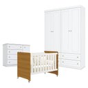 Ver imagem 1 de Quarto de Bebê Americano 4 Portas com Berço Americano Evolution 4 em 1 Branco Acetinado Savana Relle