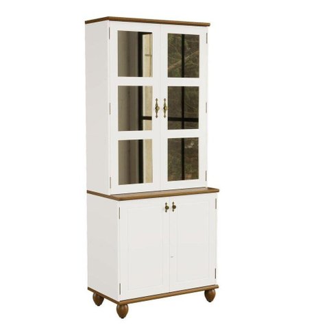 Cristaleira Retrô 4p Off White-nogueira Cozinha