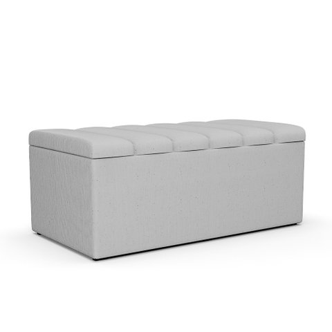 Calçadeira Recamier Baú Para Cama Box Solteiro Dália 100x50 Cm W01 Linho Cinza - Lyam Decor