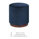 Ver imagem 3 de Puff Barcelona Decorativo com Veludo Azul e Base Madeira