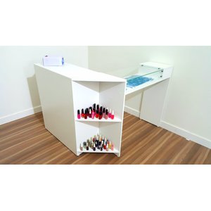 Mesa em L Manicure e Atendimento Branca