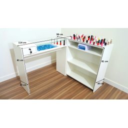 Mesa em L Manicure e Atendimento Branca - 8