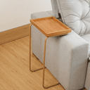 Ver imagem 3 de Mesa Lateral de Apoio para Sala Sofá Anny Base em Metal Dourado e Tampo Mel