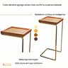 Mesa Lateral de Apoio para Sala Sofá Anny Base em Metal Dourado e Tampo Mel - 4