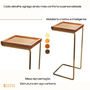 Ver imagem 4 de Mesa Lateral de Apoio para Sala Sofá Anny Base em Metal Dourado e Tampo Mel