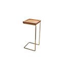 Ver imagem 1 de Mesa Lateral de Apoio para Sala Sofá Anny Base em Metal Dourado e Tampo Mel
