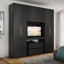 Ver imagem 1 de Guarda Roupa Casal 6 Portas 2 Gavetas Porto Preto