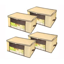 Organizador Multiuso com Zíper Marfim Pequeno 45x45x20cm Kit com 4un. - 1