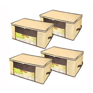 Organizador Multiuso com Zíper Marfim Pequeno 45x45x20cm Kit com 4un.