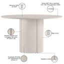 Ver imagem 5 de Mesa Redonda Tampo de Vidro Verbena 135cm Off White N01 com 6 Cadeiras Nadja Linho Cru - Lyam Decor