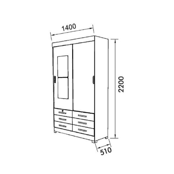 Guarda-Roupa Solteiro Moscou 2 Portas com Espelho Maxel Nogal Tex/ Off-White - 2