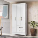 Ver imagem 1 de Guarda-roupa Solteiro 3 Portas 2 Gavetas Lima - Branco - Moval