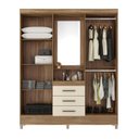Ver imagem 3 de Guarda Roupa Casal Vicenza 4 Portas de Bater 3 Gavetas MDP com Espelho Amendola-Off White Demóbile