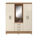 Ver imagem 4 de Guarda Roupa Casal Vicenza 4 Portas de Bater 3 Gavetas MDP com Espelho Amendola-Off White Demóbile