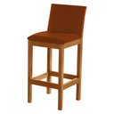 Ver imagem 3 de Kit 2 Banquetas Alta Pérola com Encosto Estofada em Veludo Terracota Madeira Maciça Castanho